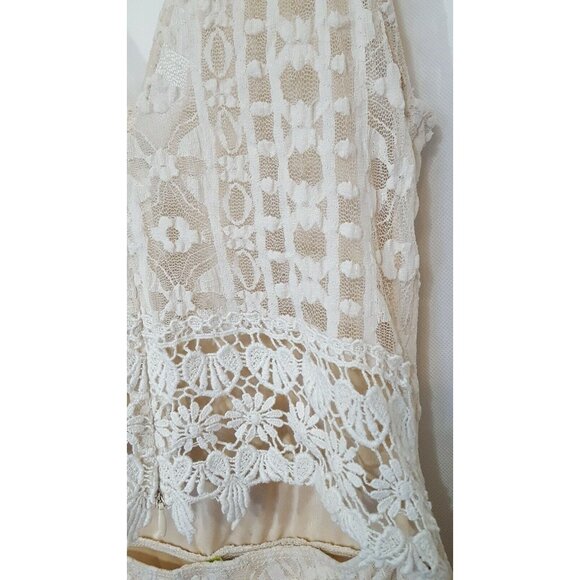 Olive Tree Lace Crochet Romper Women's Size S Shorts Jumper Sleeveless Cream - Picture 7 of 8